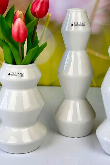 3er Set Vasen Silandro 17-26cm creme-weiß