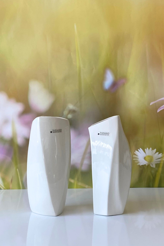 Vase Tabiano 31cm creme-weiß