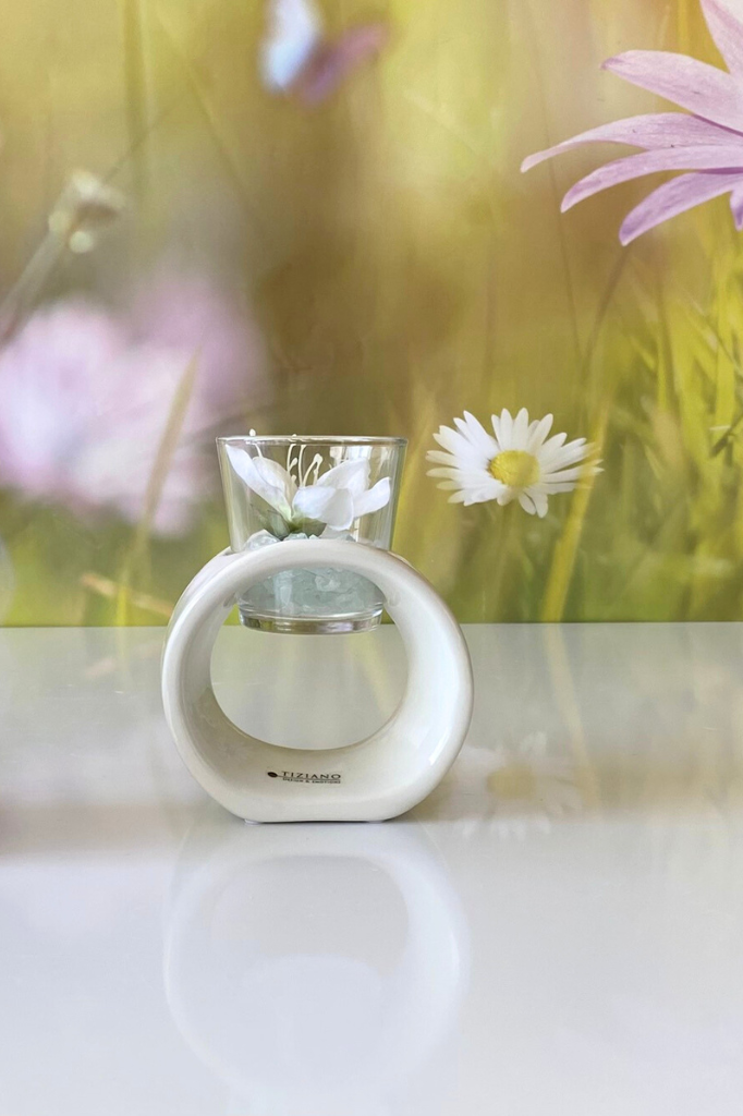 Teelichthalter Vago 12 rund creme-weiß