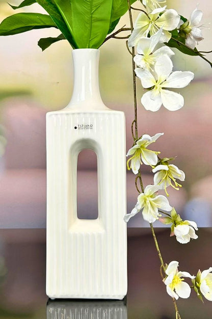 Vase Torino 40cm creme-weiß