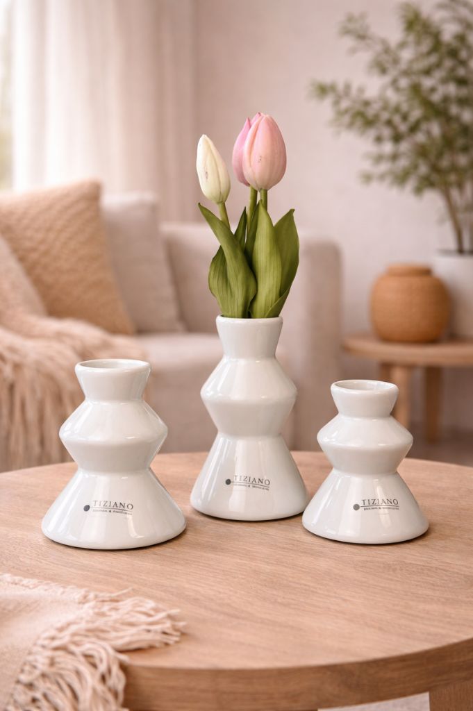 3er Set Minivase Silandro 9-12cm creme-weiß