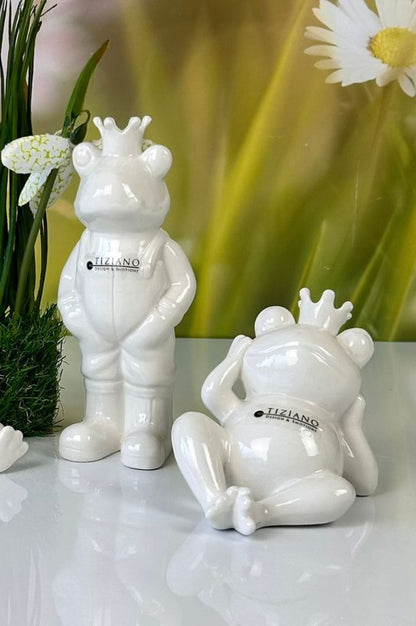 4er Set Deko Froschfamilie Vico creme-weiß