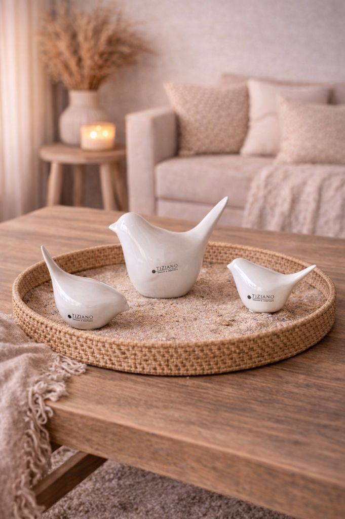 3er Set Vogel Alfredo creme-weiß