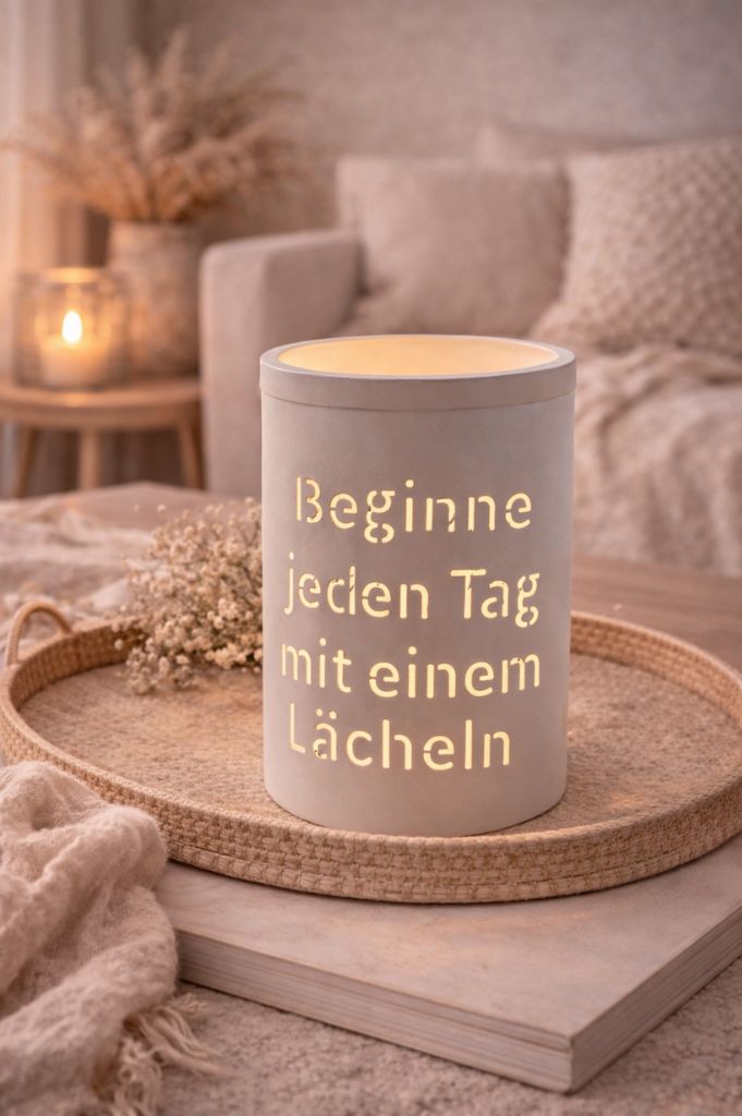 Windlicht "Beginne den Tag mit einem Lächeln"