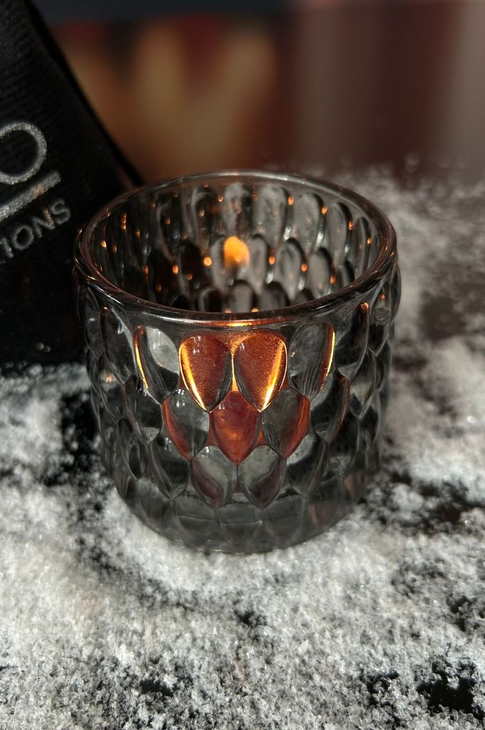 Geschenksäckchen Glas Windlicht Dotty grau