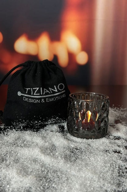 Geschenksäckchen Glas Windlicht Dotty grau